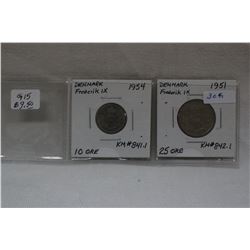 Lot of 2 Denmark Coins