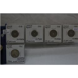 Lot of 5 France Republic Coins