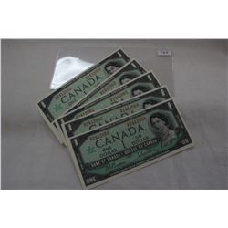 Canada One Dollar Bills (5)