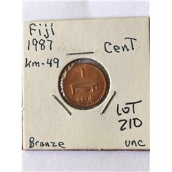 1987 Fiji Penny in UNC Grade