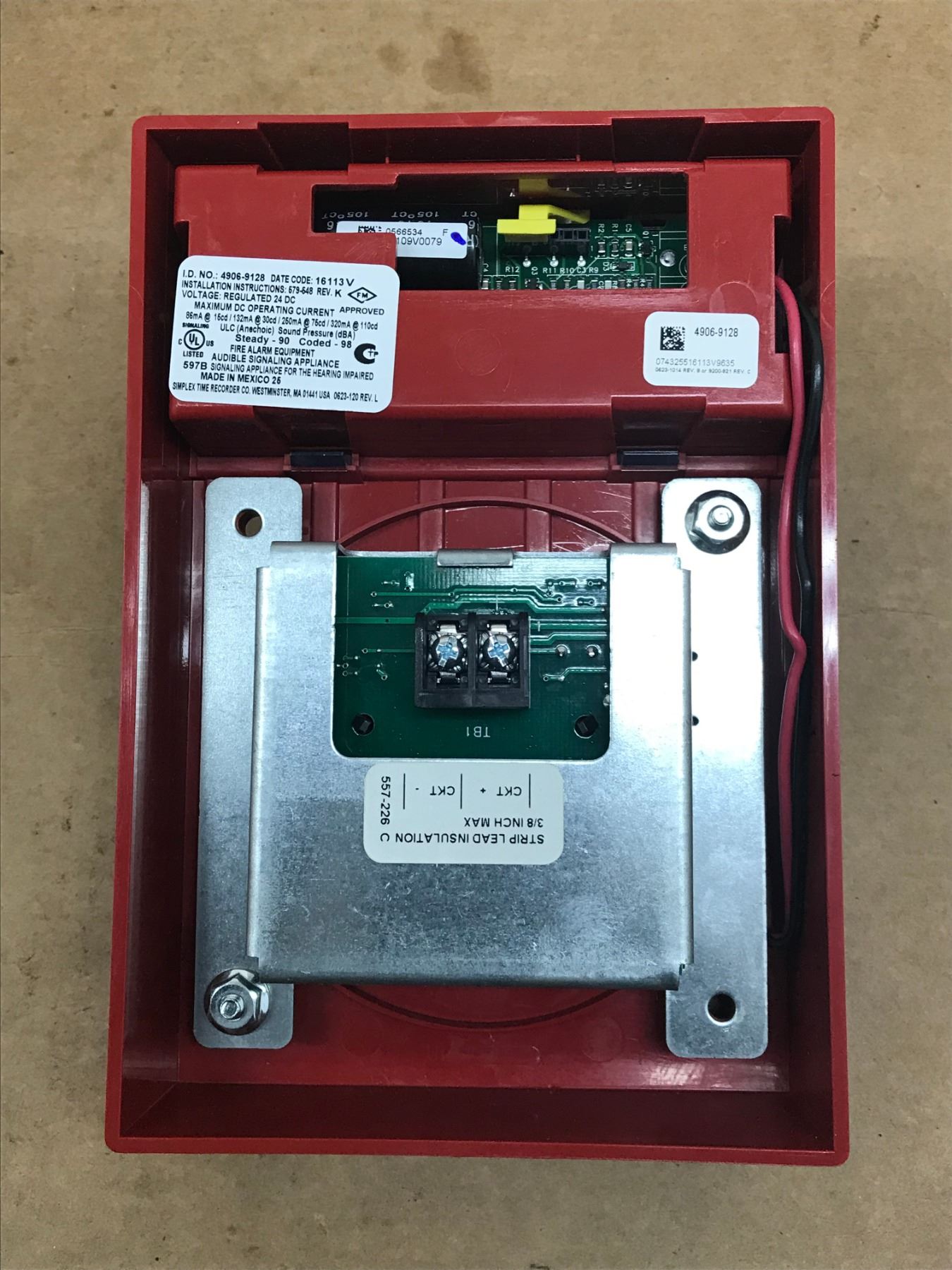 (9) Simplex 4906-9128 A/V M-C Non-Addressable Red Ceiling Mount Horn ...