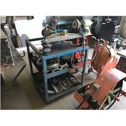 BLUE TITAN HEAVY DUTY INDUSTRIAL PIPE BENDER WITH TOOLING ON MOBILE CART