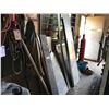 Image 2 : WALL OF ASSORTED METAL / CAR PRODUCT, WELDING CABLE, AIR HOSE & SAFETY GEAR