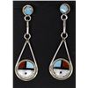 Image 1 : Zuni Sterling Inlay Sun Face Earrings, V. Edwards