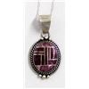 Image 1 : Navajo Silver Purple Shell Pendant Necklace