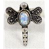 Image 1 : Sterling and Opal Dragonfly Ring, Size 5.5