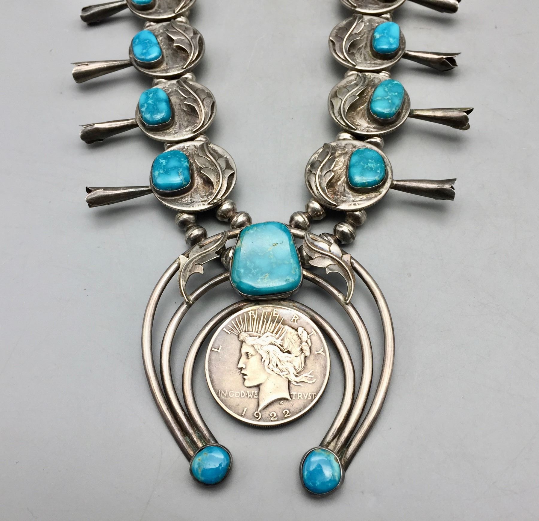 Unique, Vintage Coin Squash Blossom Necklace