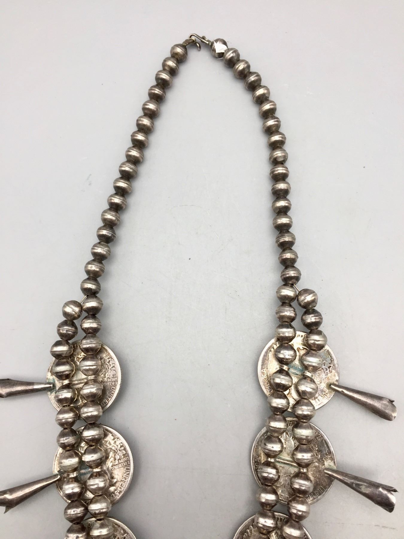 Unique, Vintage Coin Squash Blossom Necklace