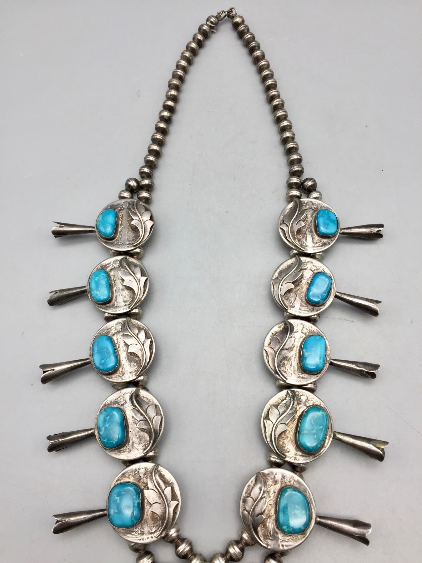 Unique, Vintage Coin Squash Blossom Necklace