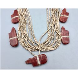 17-Strand Necklace with Pipestone Fetishes