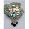 Image 1 : Sterling, Turquoise and Onyx Pendant by Richard Casey