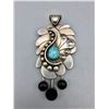 Image 2 : Sterling, Turquoise and Onyx Pendant by Richard Casey