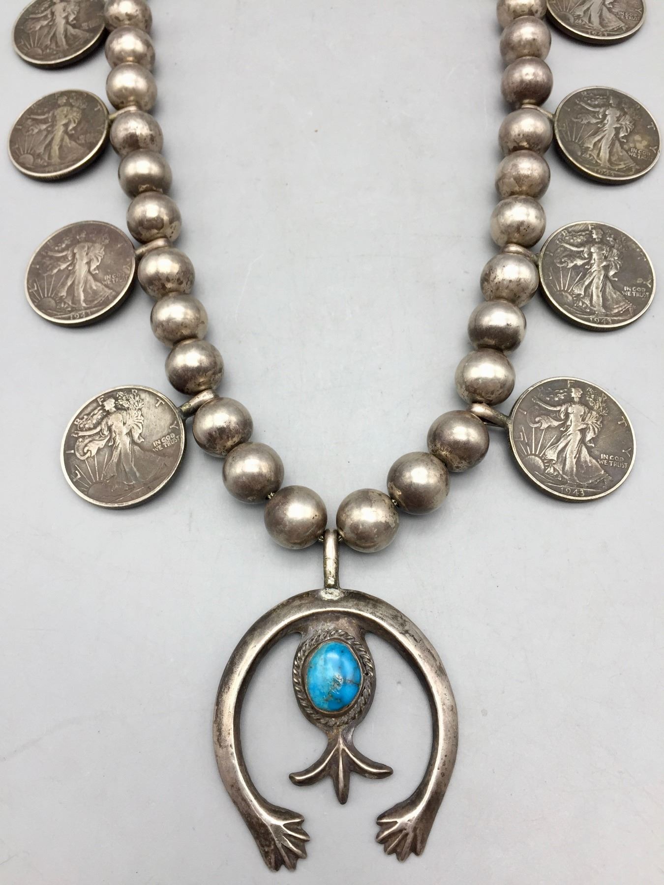 Unique Vintage “Coin” Squash Blossom Necklace