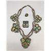 Image 2 : “Statement” Turquoise Necklace, Earrings and Ring Set