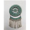 Image 1 : Vintage Needlepoint Turquoise Pin/Pendant - Zuni