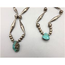 2 Vintage Sterling Silver and Turquoise Necklaces