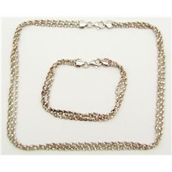 MATCHING STERLING SILVER NECKLACE AND BRACELET