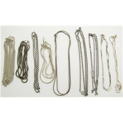 9- STERLING SILVER CHAIN NECKLACES
