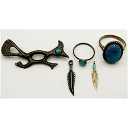 NAVAJO STERLING LOT WITH TURQUOISE STONES!