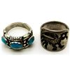 Image 1 : 2-NAVAJO STERLING RINGS (1)WITH TURQUOISE