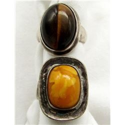 TWO STERLING RINGS WITH LARGE STONES