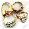 Image 2 : LOT OF FOUR STERLING RINGS GOLD COLORED
