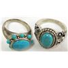 Image 2 : 2 TURQUOISE COLORED SILVER RINGS