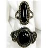 Image 1 : TWO SILVER RINGS WITH BLACK STONES