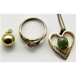 18" CHAIN + HEART PEND + EXTRA PEND + RING