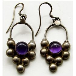 STERLING SILVER EARRINGS WITH PURPLE GEMS