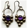 Image 1 : STERLING SILVER EARRINGS WITH PURPLE GEMS