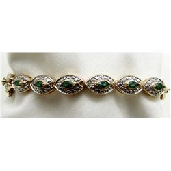 7" BRACELET WITH GREEN GEMS AND