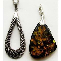 17" STERLING CHAIN + 2 .925  PENDANTS