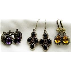 LOT OF 3 PAIRS OF SILVER EARRINGS