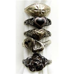 LOT OF 5 RINGS STERLING TOTAL 7.0 DWT