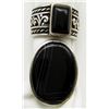 Image 1 : 2 STERLING RINGS WITH LARGE BLACK STONES