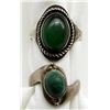 Image 1 : 2 STERLING RINGS WITH GREEN STONES