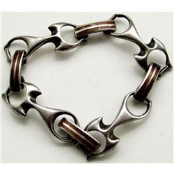 7" STERLING BRACELET W/ BROWN LINKS