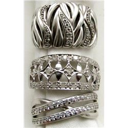 3 STERLING RINGS  IMITATION DIAMONDS!