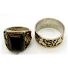 Image 2 : 2-MENS STERLING RINGS: (1)W/ BLACK ONYX CNTR