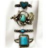 Image 1 : 4-ANTIQUE NAVJO STERLING RINGS WITH TURQUOISE