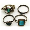 Image 2 : 4-ANTIQUE NAVJO STERLING RINGS WITH TURQUOISE