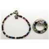 Image 1 : STERLING BRACELET AND BROOCH WITH MULTI