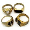 Image 1 : 4-ANTIQUE MENS RINGS WITH BLACK ONYX &