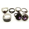 Image 2 : 7-ANTIQUE STERLING RINGS WITH DEEP PURPLE