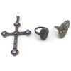 Image 1 : 2-ANTIQUE STERLING RINGS & (1)CROSS PENDANT