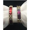 Image 1 : 2-STERLING RINGS WITH DEEP RED STONE PANELS