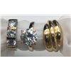 Image 1 : 3-STERLING RINGS WITH CZ/CLEAR STONE ACCENTS
