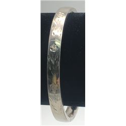 CROWN STERLING BANGLE WITH FLOWER