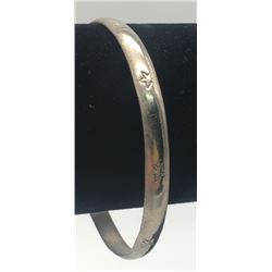 MEXICO STERLING BANGLE WITH STAR ENGRAVINGS